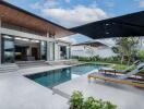 Modern house with swimming pool and patio