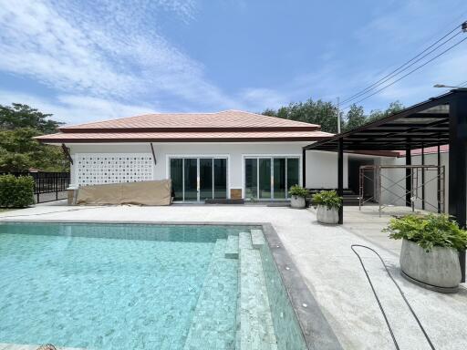 Exterior of a house with swimming pool