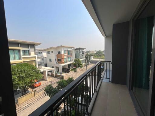 Spacious balcony with street view in a residential area