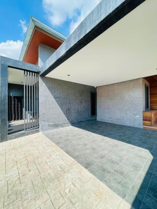 Modern exterior of a house with open porch