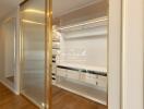 Walk-in closet with built-in drawers and shelving