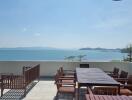 Outdoor patio with a sea view