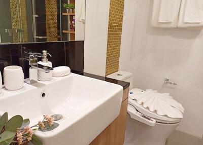 Modern bathroom with sink and toilet