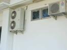 Exterior wall with air conditioning units