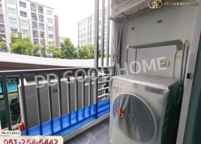 A balcony with outdoor air conditioning unit