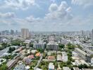 City skyline view with buildings and cloudy sky