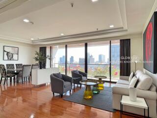 Modern living room with city view