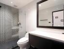 Modern bathroom with shower and vanity