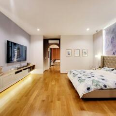 Spacious bedroom with modern decor