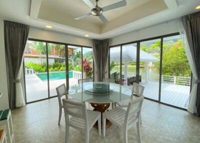Dining area with pool view