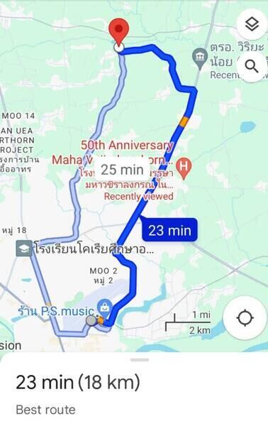 Route map showing directions from a starting point to a destination