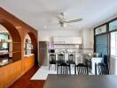 Spacious kitchen with dining area