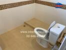 Modern bathroom with tiled floor and toilet