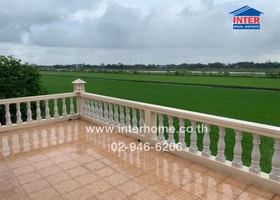 Scenic balcony with countryside view