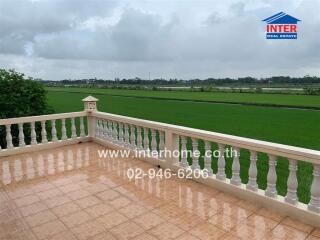 Scenic balcony with countryside view