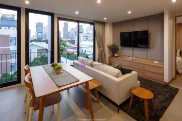 Modern living room with city view