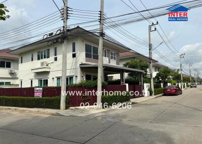 Corner house in suburban neighborhood