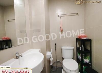 Modern bathroom with white sink and toilet