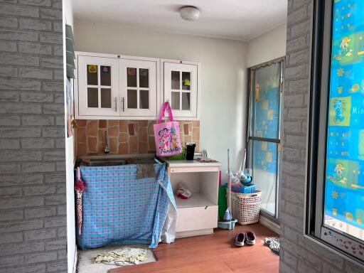 Laundry area with sink and storage