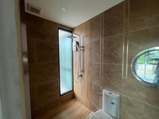 modern bathroom with shower and toilet