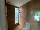 modern bathroom with shower and toilet