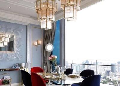 Elegant dining room with city views