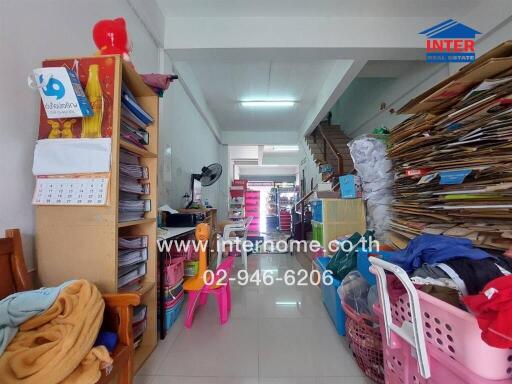 Storage room with various items and shelving