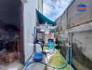 Outdoor laundry area with washing supplies