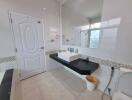 Modern bathroom with large mirror and sink