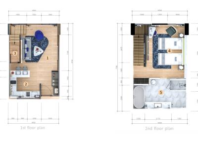 Floor plans of a property with ground and first floor layouts