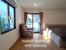 Master bedroom with balcony