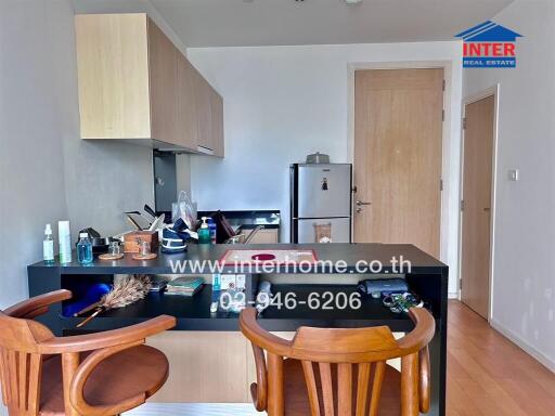 Compact kitchen with wooden accents