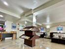 Lobby with seating area and magazines