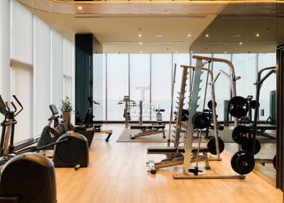 spacious gym with modern exercise equipment