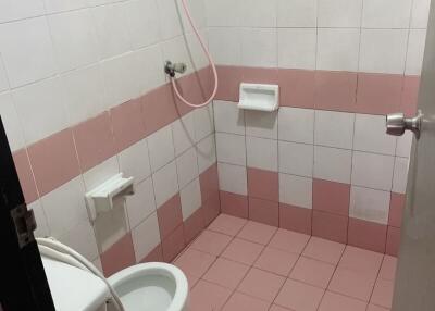 Small bathroom with pink tiles