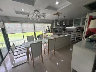 Spacious modern kitchen with dining area