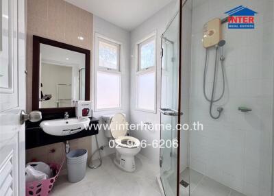 Modern bathroom with shower and toilet