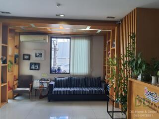 Modern living room with wooden decor and indoor plants