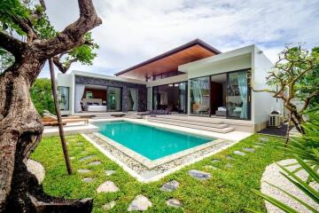 Modern villa with a pool and garden