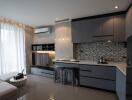 Modern living and kitchen area with contemporary design and decor