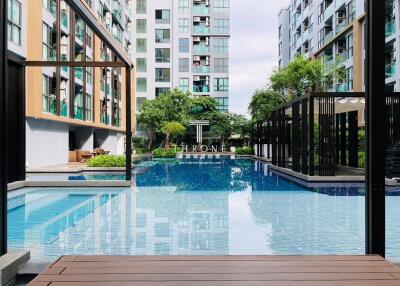 Modern condominium with outdoor pool area