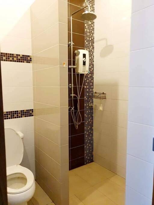 Modern bathroom with shower and toilet