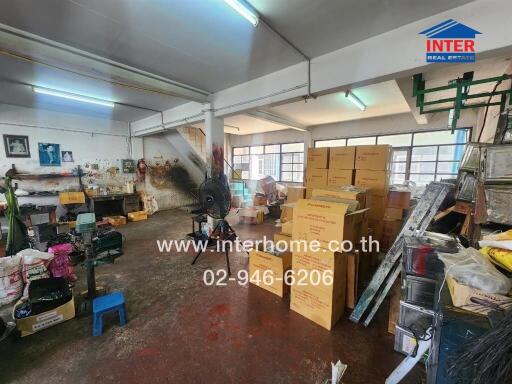 Storage room with boxes and equipment