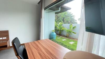 Office with garden view