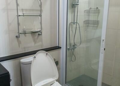 Modern bathroom with shower and toilet