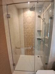 Modern bathroom with glass shower enclosure