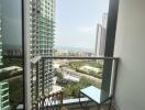 Modern urban balcony with city view