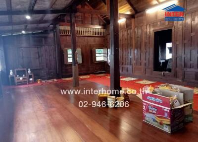 Spacious traditional wooden interior with wooden floors