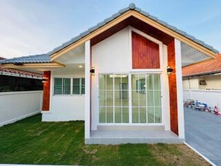 Front view of a modern single-story house