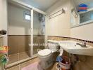 Modern bathroom with shower and vanity